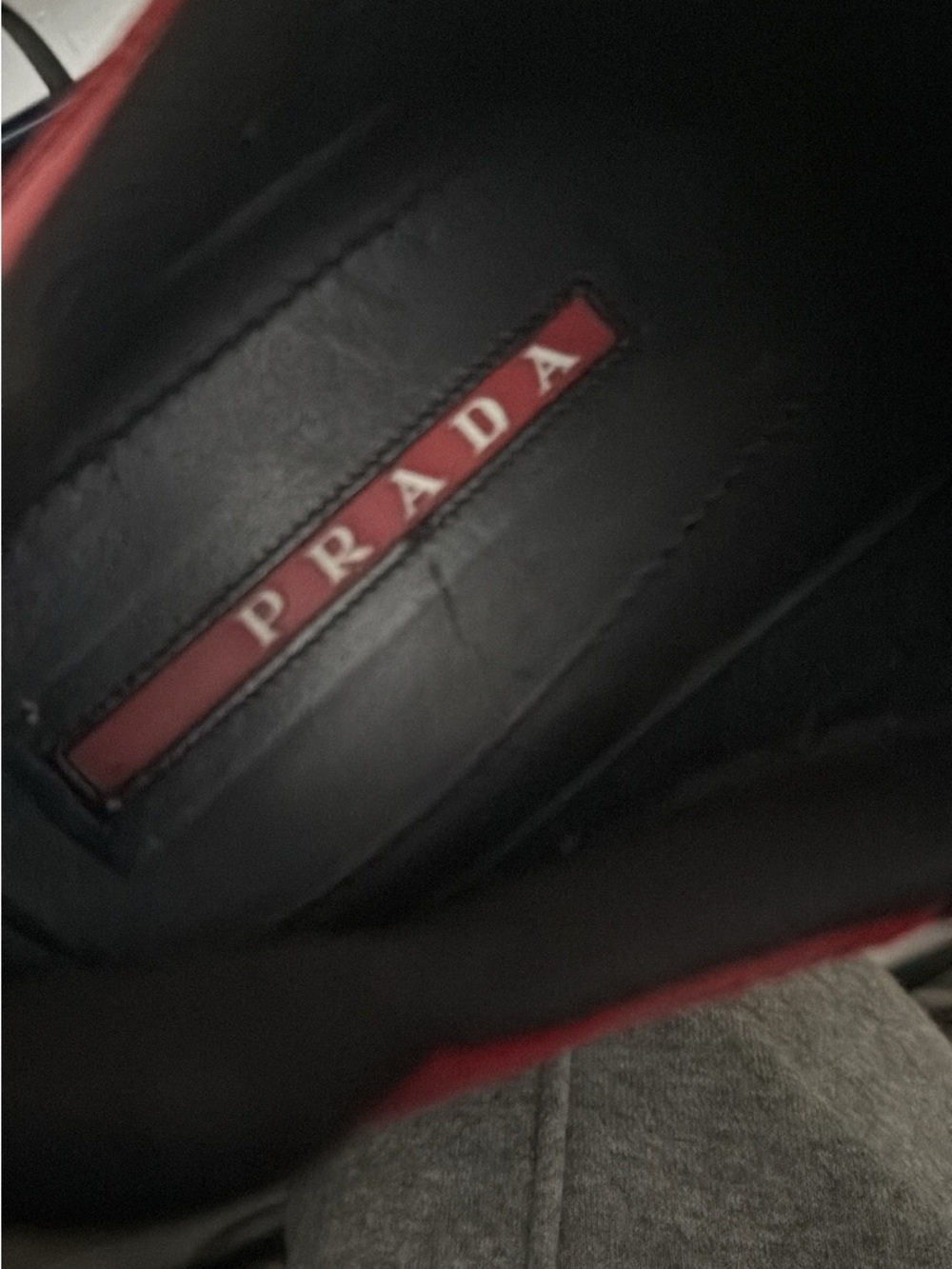 Prada Black Leather Insole with Red Logo Panel - Picture 3 of 5